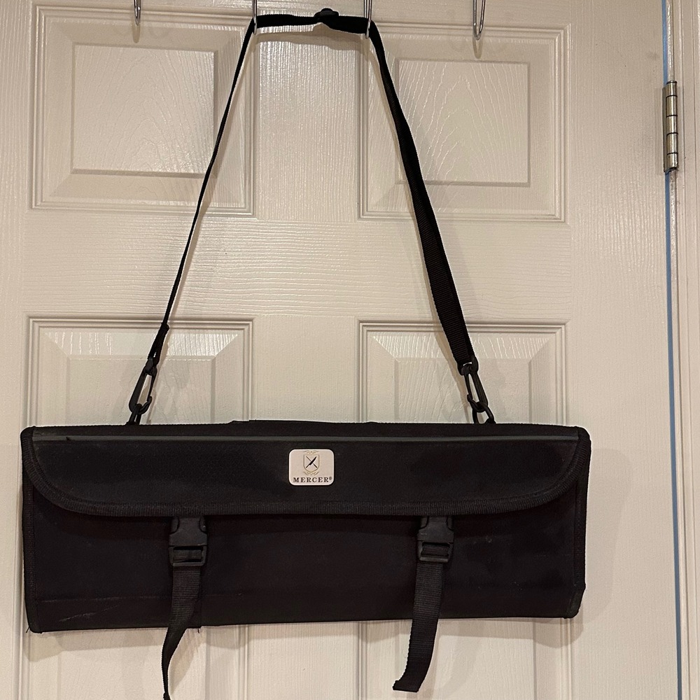 Mercer Culinary Black Nylon 7 Slot Knife Roll Bag with Shoulder Strap